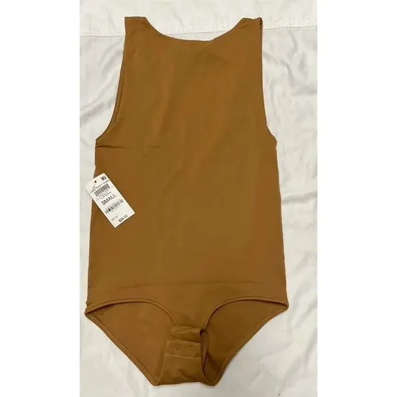 NWT State of Day Core Body Hang Bodysuit Small Foxy Brown Stretch Tank Thong - Picture 5 of 9